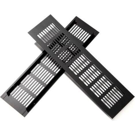 Noir 2 Pièces Grille d'aération en Aluminium Grille de Ventilation Rectangulaire pour la Ventilation des Placards et des Chambres 30x8cm. (1/4)