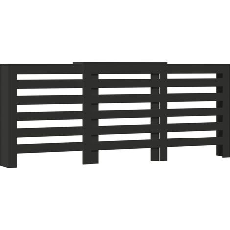 Cache-radiateur noir 205x21,5x83,5 cm bois d'ingénierie
