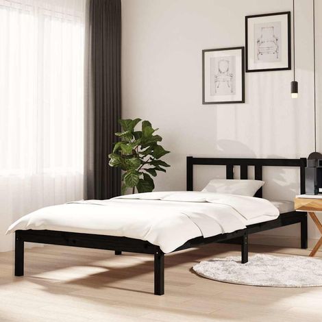 vidaXL Bed Frame without Mattress Black Solid Wood 100x200 cm (1/5)