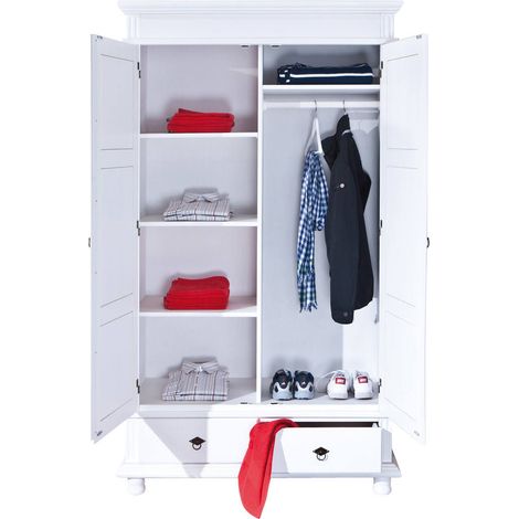 Danz Kleiderschrank 2-Trg. mit 2 Schubladen Breite 116 cm, Höhe 199 cm weiss. (1/5)