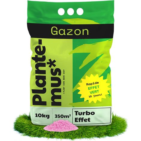 Engrais pour Gazon Effet Vert Turbo pour 350 m² Microcristaux Ultrasolubles Vert Intense en 7-9 Jours Engrais Azoté 10 kg (1/5)