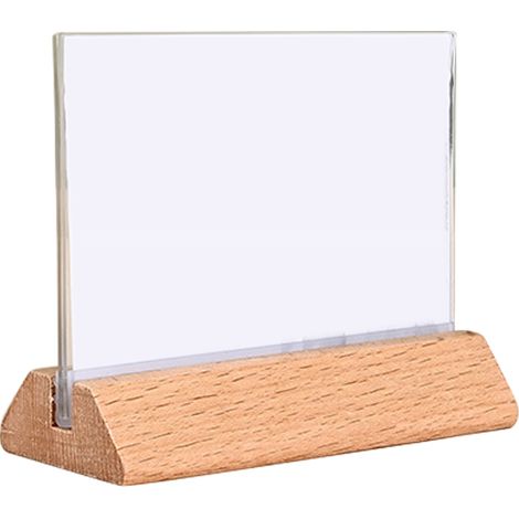 Panneau de table en acrylique type T, support en bois de hêtre, carte de présentation de bureau, carte repas, carte de prix, format A4, bois massif (1/5)