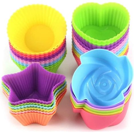 24-teiliges Muffinformen-Set von Axroad Mall, Silikonform für Kuchen, Eier und Brötchen, temperaturbeständig von -30 °C bis +230 °C, leicht zu lösen, antihaftbeschichtet, leicht zu reinigen, wiederver (1/5)