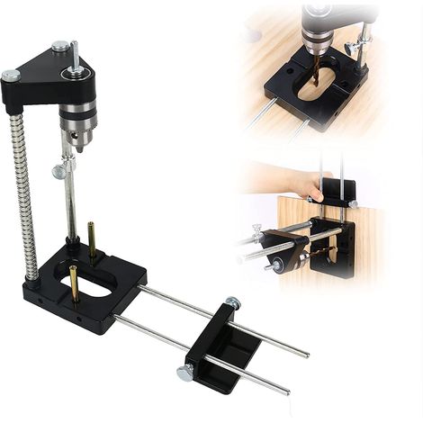 Localisateur de Perceuse à Bois Gabarit Perçage Localisateur Poinçon Réglable, Outil Guide pour Travail du Bois Kit d'outils de Localisation de Précision Portable,noir (1/5)