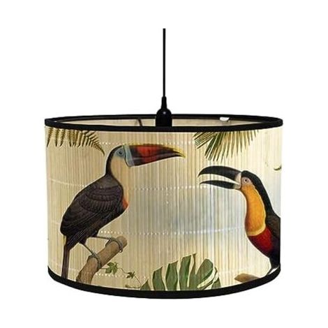 Vintage-Deckenlampenschirm, Trommellampenschirm mit Retro-Vogelmuster, dekorativer Lampenschirm für Nachttischlampe oder Tischlampe (1/4)