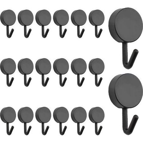 20 Pack Self Adhesive Hooks Strong Plastic Hooks for Home, Kitchen, Bathroom, Office, Door, Black (1/5)