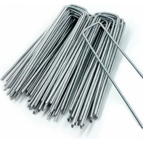 Lot de 50 Piquets, forme U, acier, 150x25x3 mm, toile paillage camping (1/5)