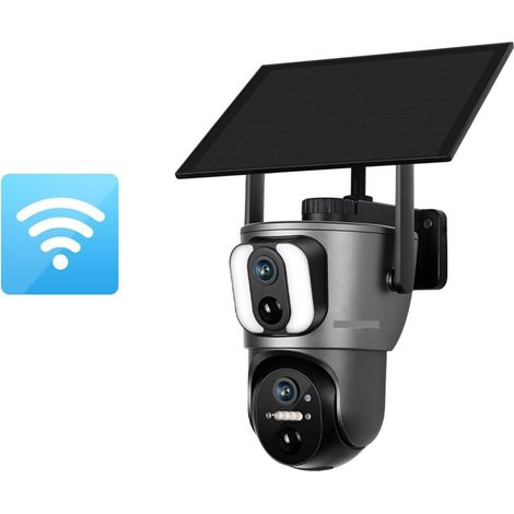 Caméra de sécurité à Domicile 4MP UHD Double écran Liaison Solaire caméra extérieure 4G Double détection PIR Humain Suivi Automatique caméra de sécurité Solaire(4MP WiFi No Card) (1/5)