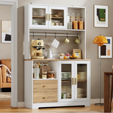 Mobile cucina con vetrina LED prese USB 110x40x178 OKMYHOME (1/5)