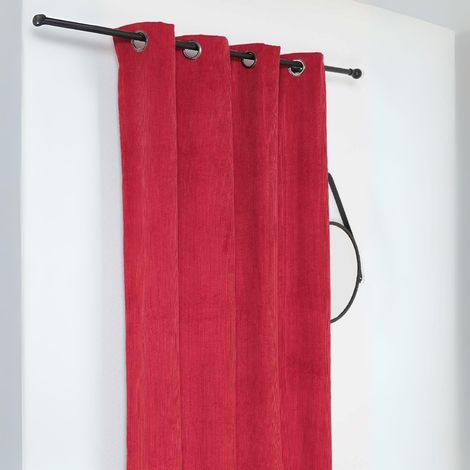 Rideau obscurcissant et isolant en velours côtelé Rouge 140x260 cm (1/3)