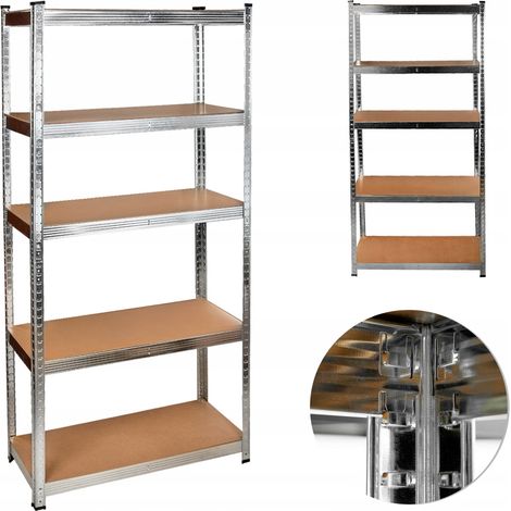 Silbernes Metall-Aufbewahrungsregal – 5 Regalböden – 180 x 90 x 40