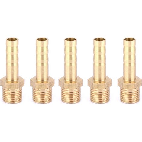 Lot de 5 raccords filetés mâles G1/8 en laiton pour tuyauterie gaz/liquide, 6 mm