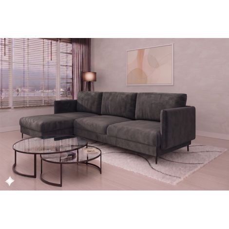 Ecksofa Designersofa HELMER Stoff Vibe Anthrazit Ottomane Links
