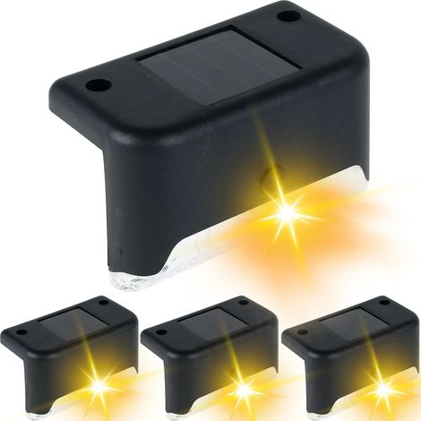 (1 pièce - Lumière chaude noire) Lampe solaire LED pour marches, terrasse, escalier, blanc chaud, étanche, décoration extérieure pour jardin, balcon ou allée, compatible avec clôtures. (1/5)