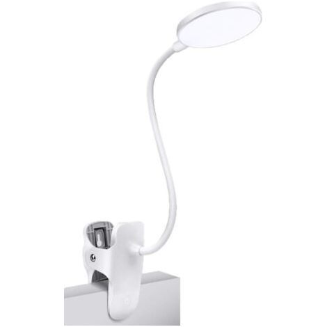 Lampe à pince 5 W, lampe de lecture de chevet LED, lumière blanche et lampe à pince à 3 luminosités avec adaptateur, lampe de lecture de chevet parfaite/double couche (1/5)