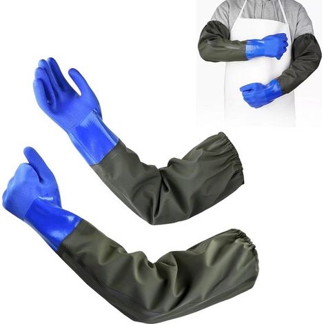 Lunghi guanti da giardino impermeabili da 70 cm,guanti da lavoro in PVC per acquari,pulizia di scarichi,pesca e ingegneria meccanica (1/5)