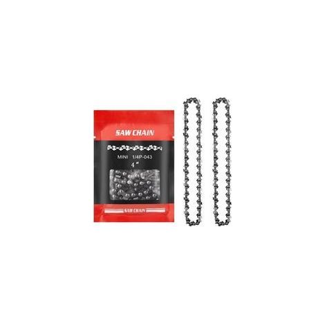 2pcs chaînes de remplacement pour 4 pouces mini tronçonneuse electrique, chaine tronconneuse 28 maillons d'entraînement, Pas de 1/4", (1/5)