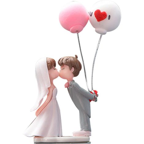 Adorables décorations de tableau de bord de voiture - Couple de dessin animé - Ornement romantique de bureau - Statue de couple - Décoration coulissante - Figurine de de ballon de (1/5)