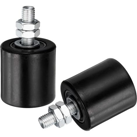 2pcs Galet Guide pour Portail Coulissant 48x50mm, M12 Roulette Nylon Guide au Sol pour Porte Grange Coulissante, Roue Universel avec Roulement à Billes Scellé pour Portail, Noir (1/3)