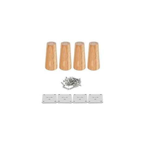 Gambe per tavolo in legno da 12 cm, set di 4 gambe per mobili angolate e affusolate in legno massello, gambe di ricambio per mobili con piastre di montaggio e viti - Crezuo