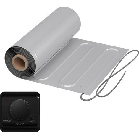 Chauffage au sol électrique pour PVC, parquet stratifié, vinyle WARMON ALU 150 W/m² + Thermostat AC3082H analogique, noir - 2 ,5 m²
