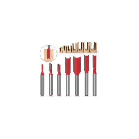 Fraise Droite Defonceuse, 7pcs Fraises à Défoncer Carbure De Tungstène Mèches De Routeur à Queue De 6 Mm Fraise De Fraisage Multifonction Outil De Travail Du Bois Pour Le Travail Du Bois (1/4)