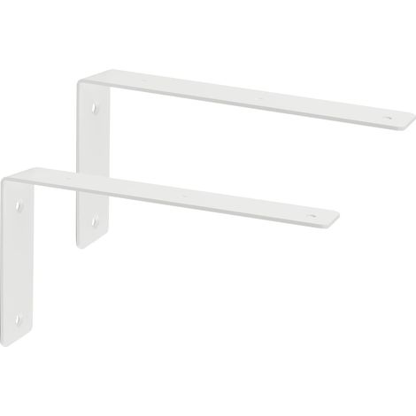 Equerre Etagere Murale Blanche, Support Étagère Murale Charge Lourde Industrielle en Acier Inoxydable, Support Angle Brace en L pour Planche, 225 x 125 x 45mm, 2 Pcs (1/5)