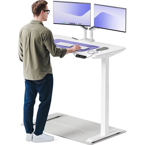 Desktronic Bureau assis debout HomeOne - 120x60cm - Blanc/Blanc (1/5)