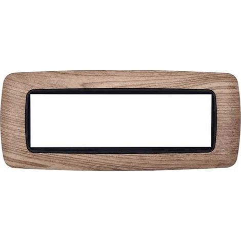 Ettroit Plaque compatible Bticino Livinglight 7 modules arrondie en plastique coloris bois clair - LN88710