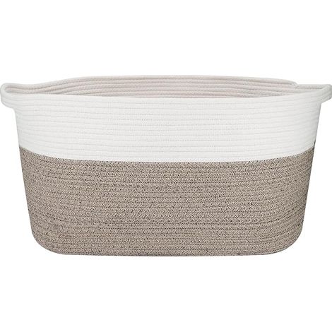 Panier de Rangement Corde de Coton, Panier Tressé 65L, Pliable, Salle de Bain, Chambre Salon (1/5)