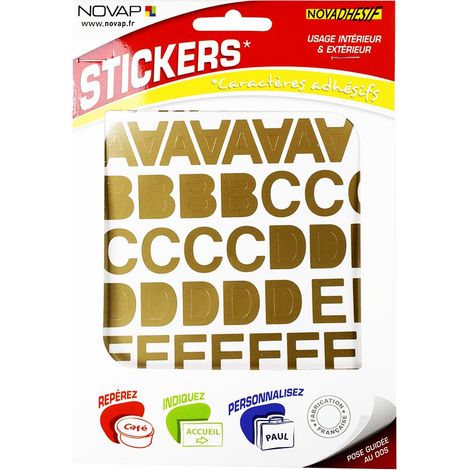 Lettres autocollantes 20mm Or NOVADHESIFS - 4371047