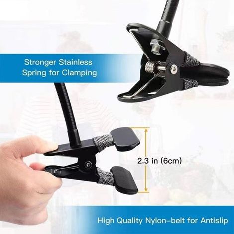 Support De Téléphone - Bras Flexible En Métal - Rotation 360° - Fixation Universelle Bureau Parasol Verre - 72 Cm - 400 G (1/5)