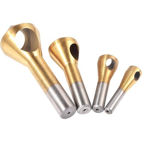 Fraise monobloc en acier haute vitesse 4Pcs, foret à ébavurer réglé pour le métal, angle à 90 degrés, queue ronde 6/8/10/12mm, 2-5, 5-10, 10-15, 15-20mm Diamètre (or) (1/5)