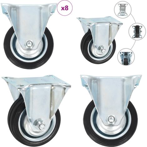 8 pcs Roulettes fixes 75 mm - Roulettes Fixes - Roulettes Industrielles - Roues Fixes - Accessoires Meuble - Manutention Charges Lourdes - Home & Living (1/5)