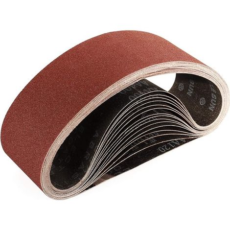 Bande abrasive 75 x 533 mm - 5 pièces. Bande abrasive grain 240 pour le ponçage et le polissage avec une meuleuse. (1/5)