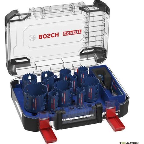 Bosch 14x Set  universal de scies de scie à couronne EXPERT Multi Material PC Plus (pour bois avec métal, brique, Ø 20-76 mm, accessoires de perçage professionnels)
