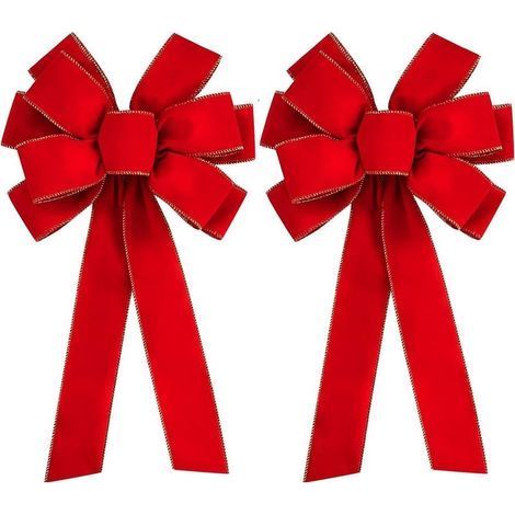 große rote Weihnachtsschleifen – 50 x 27 cm Weihnachtstürschleifen – Große rote Weihnachtsschleifen für den Außenbereich zum Dekorieren von Haustüren, Kaminen, Weihnachtsgirlanden und Weihnachtsbäumen (1/5)