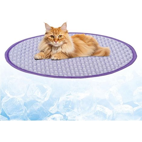 Circulaire Tapis Rafraîchissant Chat, 40 cm de Diamètre Rafraîchissant Coussin Chat, Respirant Lit pour Chien, Tapis Chat en Soie Glacée Conçu Spécialement pour l'Été Maison Voiture et Voyages (1/5)