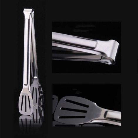 Tongs de Cuisine, Pince Barbecue en Acier Inoxydable, Pince de Cuisson, Cuisson en Acier Inoxydable et Revêtement en Plastique Poig (1/5)