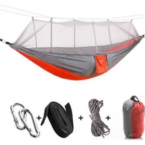(Orange)Hamac nylon parachute tissu moustiquaire hamac extérieur anti-moustique-armée (1/4)