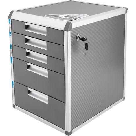 Papierorganisator für den Schreibtisch, Organizer mit 5 Schubladen und Schloss, Rahmen aus Aluminiumlegierung und Schubladenaufbewahrung aus Kunststoff mit abnehmbaren Etiketten, Aktenschrank für die 