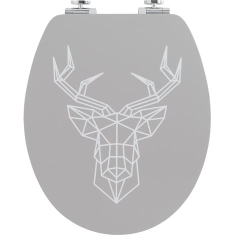 Abattant Diplomat motif Cerf 100% FSC avec fermeture ralentie, Wirquin 20721956, gris (1/5)