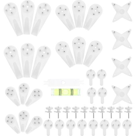 Kit de Crochets Muraux Invisibles sans Trace pour Murs Béton Supports Durables pour Cadres Photo Tableaux et Miroirs Fixation sans Perçage ni Dommage Coloris Blanc Élégant (1/5)