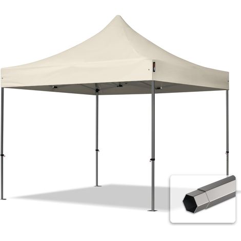 Intent24 – Tonnelle pliante 3x3 m en acier galvanisé – Toile polyester PES 750 100% imperméable – 5 hauteurs réglables – Housse de transport sur roulettes