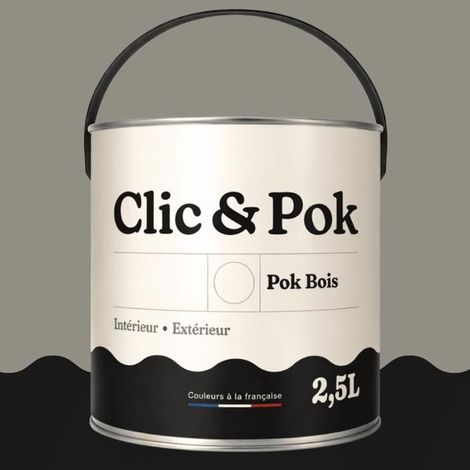 Peinture Bois Extérieur – POK BOIS - 2,5L - RAL 7030 - Gris pierre- Résistante aux intempéries - Ne s'écaille pas