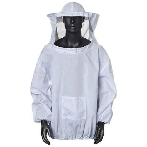 Vêtements de protection pour apiculteurs, combinaison d'apiculture professionnelle avec capuche, chapeau de protection pour abeilles avec fermeture éclair (blanc) (1/5)