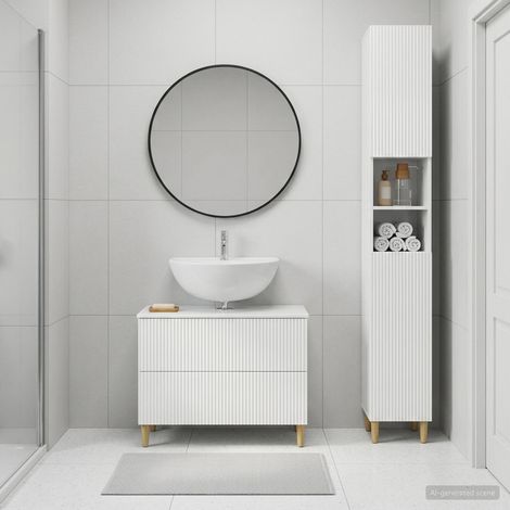 vidaXL Ensemble de 2 meubles de salle de bain ARNHEM Blanc brillant (1/5)