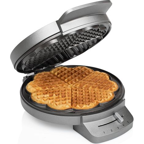 Gaufrier Deluxe - 5 gaufres en forme de coeur - Thermostat réglable - Nettoyage facile - Utilisation sûre - 1 200 W - 132380 (1/5)