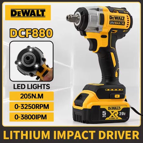 Chiave a percussione a batteria 20V DEWALT DCF880 per avvitare e svitare rapidamente (1/5)