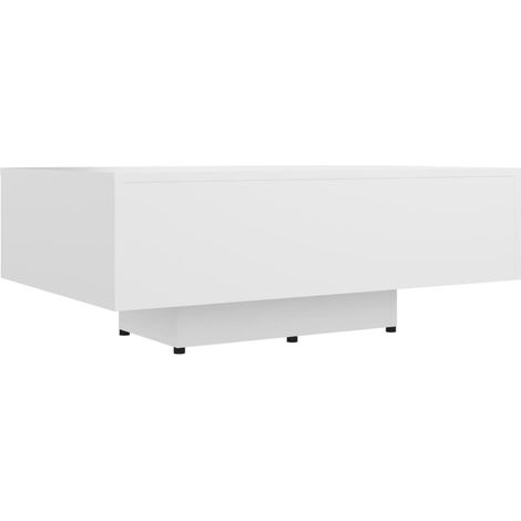 Mesa de centro de diseño moderno y contemporáneo 85 x 55 x 31 cm madera de ingeniería blanca DEC037978